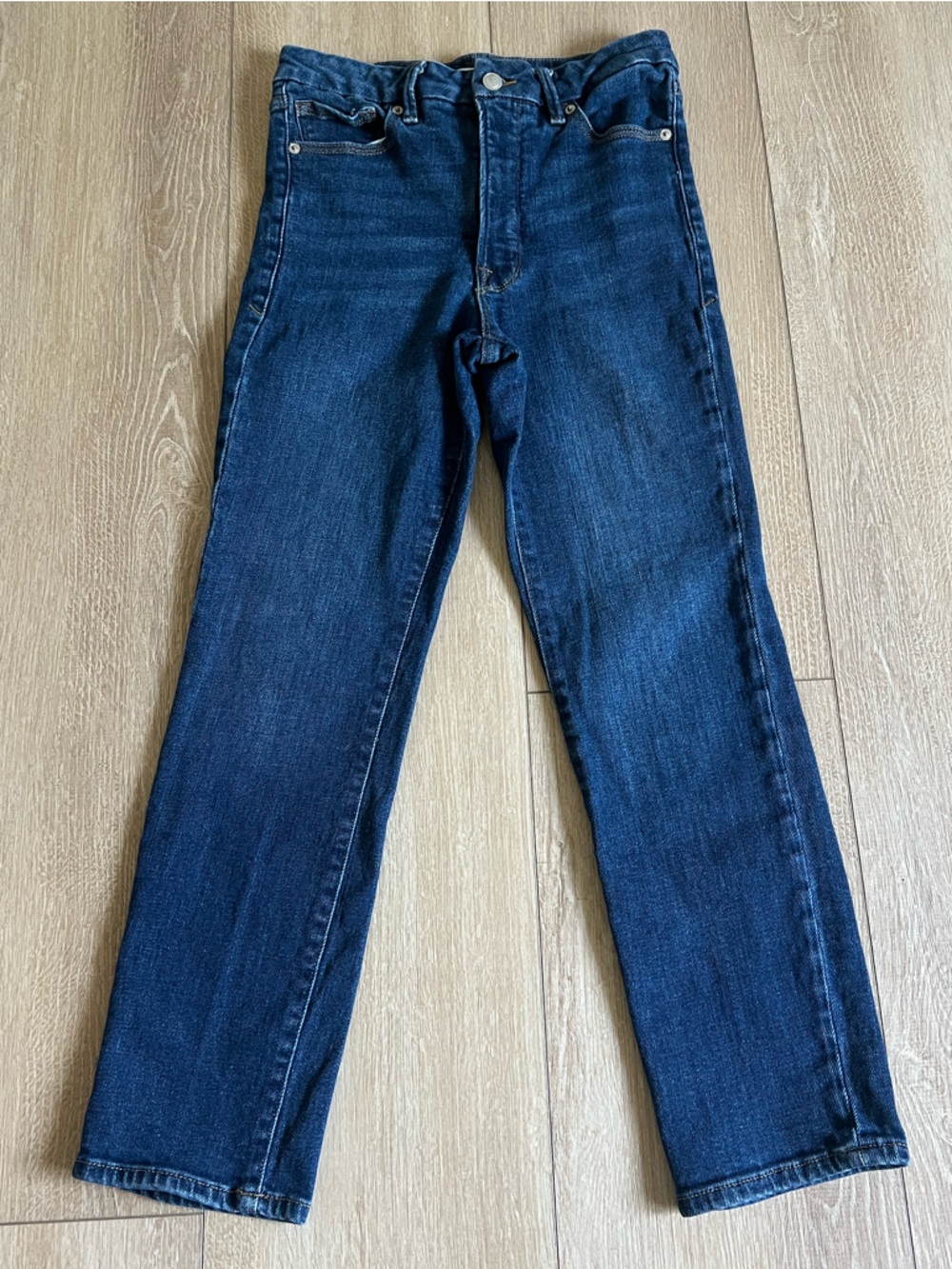Good American Good Classic Slim Slight Dark Wash Denim Jeans Sz 27